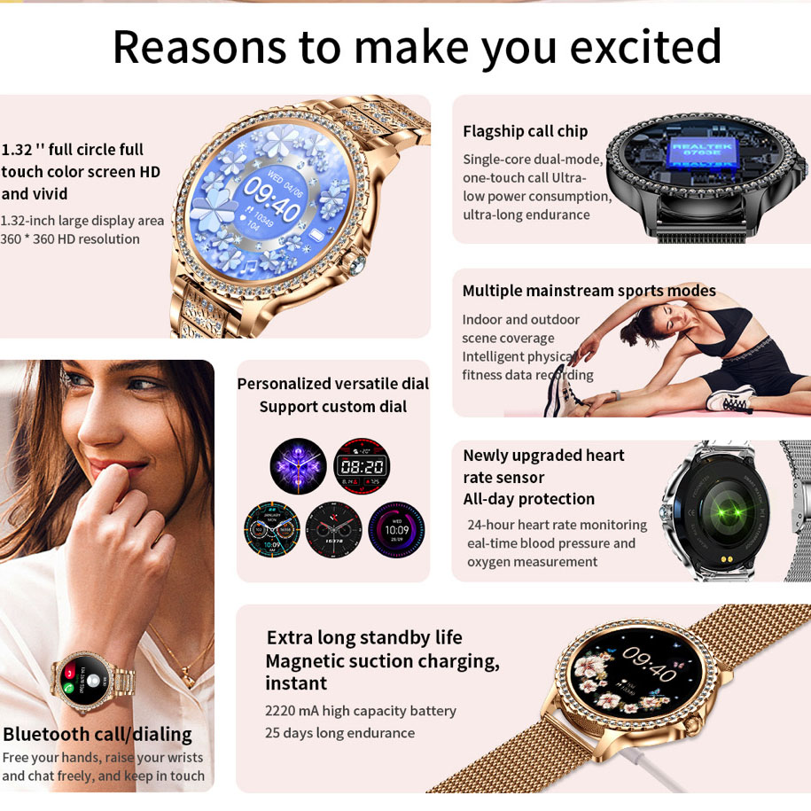 696 Nuovo Blue Tooth Call Orol - Smartwatch Ladies Watches For Women recensione e prezzo
